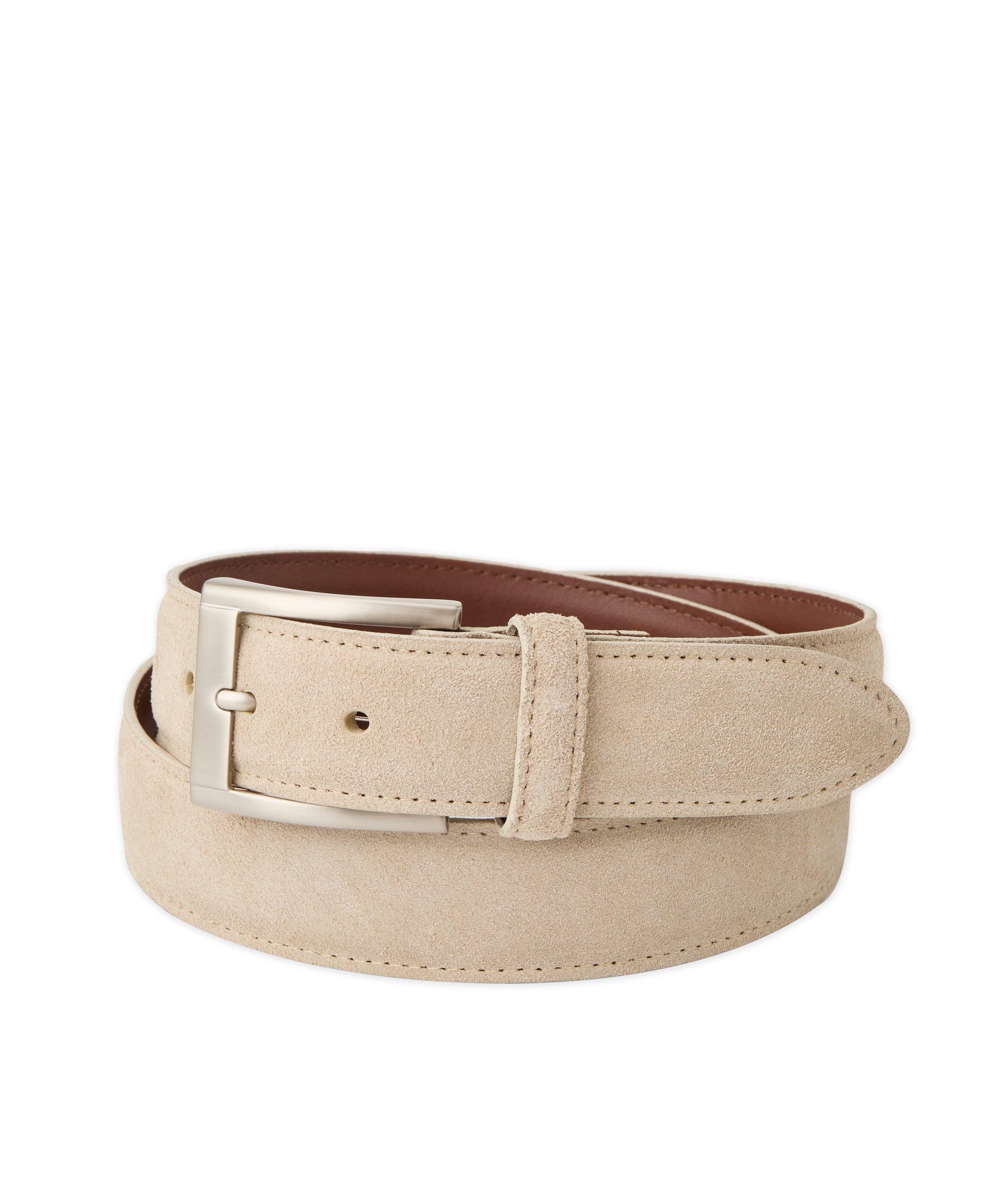 Italian Sueded Calfskin Dress Casual Belt in Beige