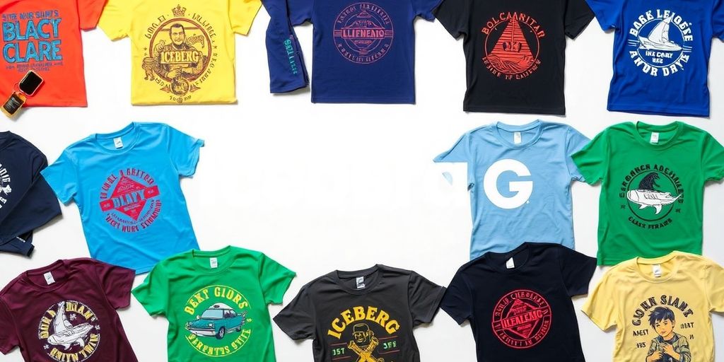 Colorful Iceberg tee shirts in various styles and designs.