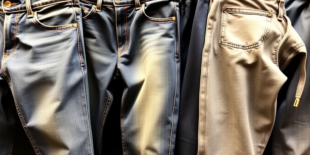 Close-up of vintage denim jeans with unique styles.
