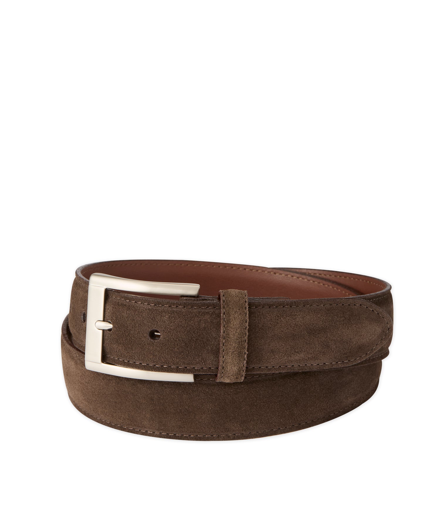 Italian Sueded Calfskin Dress Casual Belt in Brown