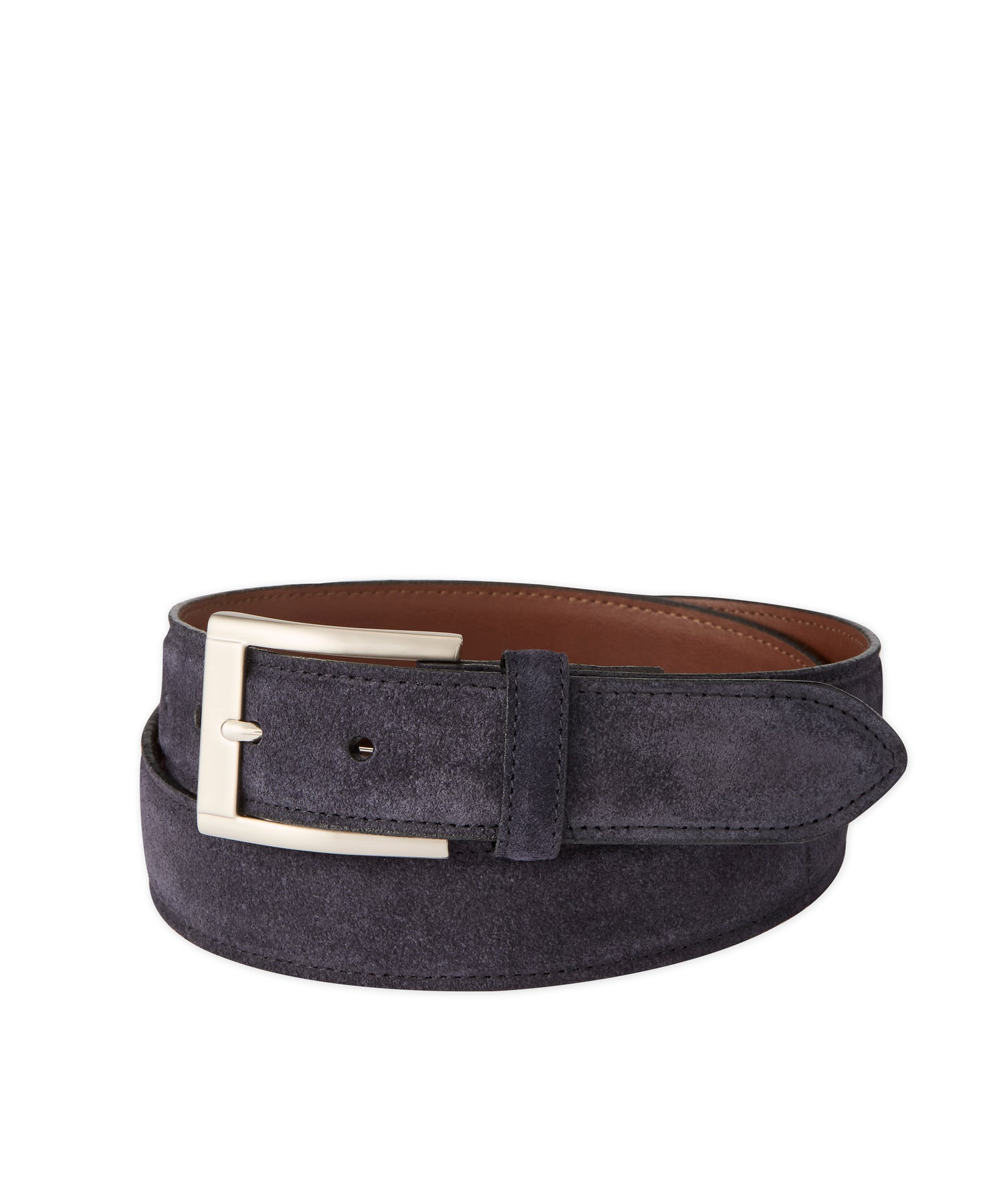 Italian Sueded Calfskin Dress Casual Belt in Navy