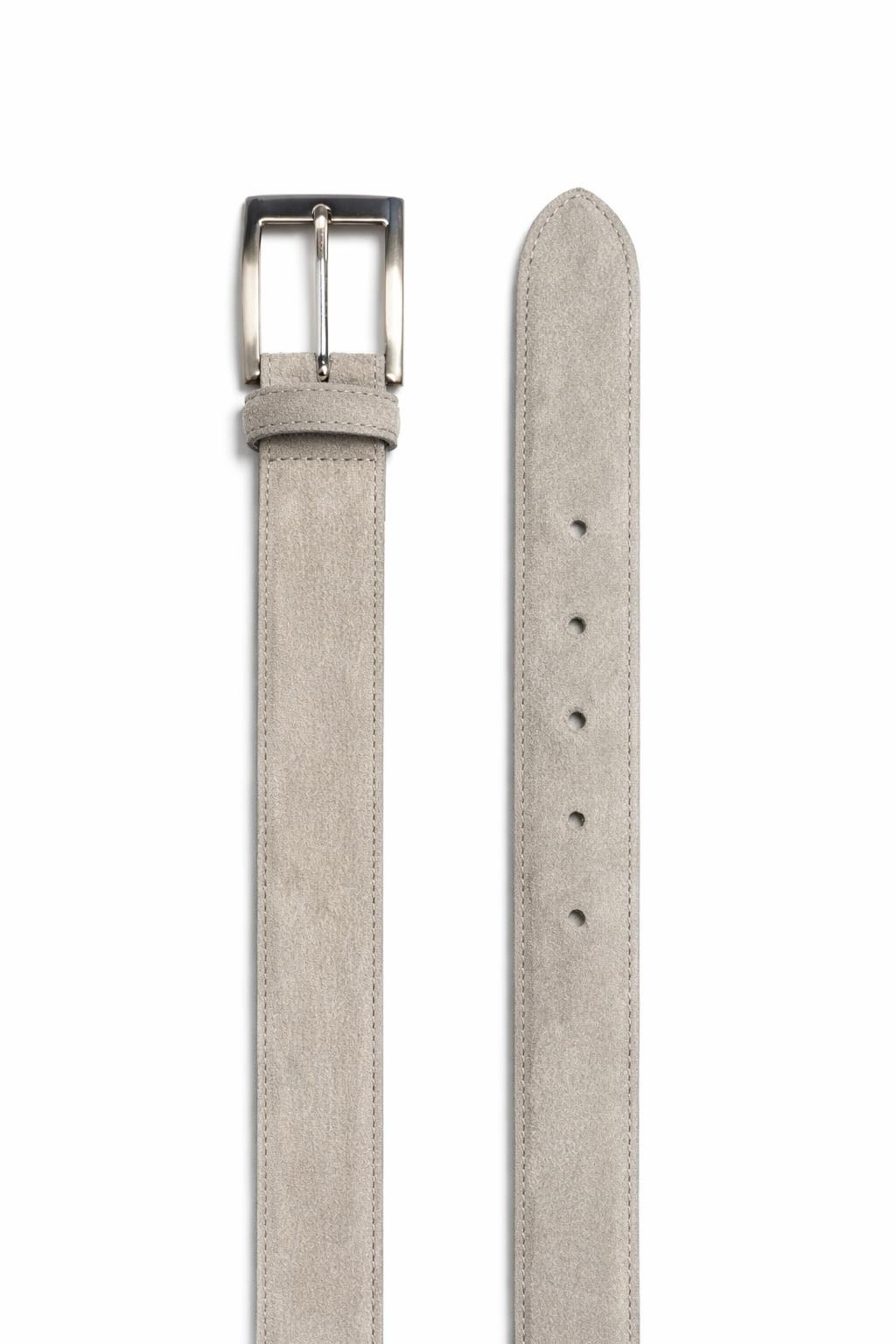 Italian Sueded Calfskin Dress Casual Belt in Grey